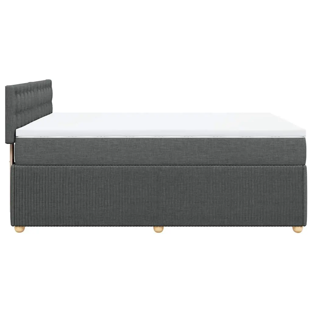 Queen Box Spring Bed Light Grey Fabric Frame Pocket Spring Mattress with LED Light