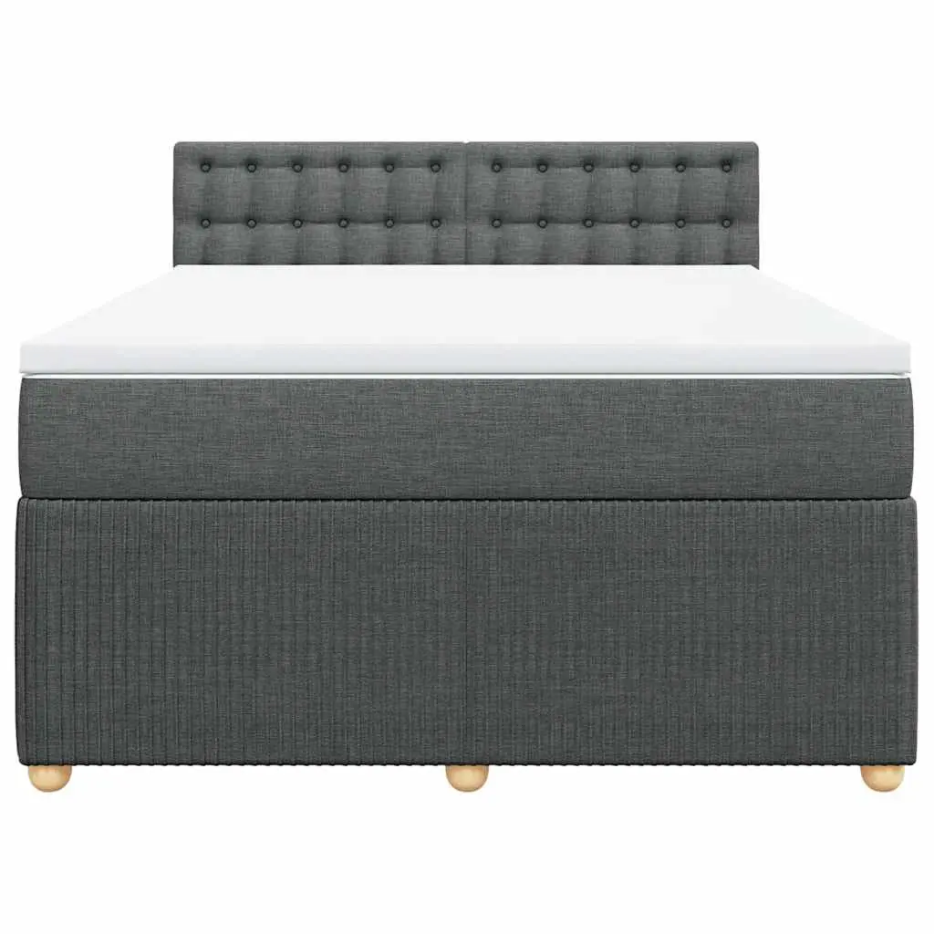 Queen Box Spring Bed Light Grey Fabric Frame Pocket Spring Mattress with LED Light