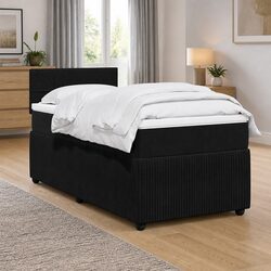 Velvet Grey Box Spring Bed with Pocket Spring Mattress