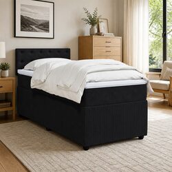 King Single Box Spring Bed with Pocket Spring Mattress in Grey Velvet