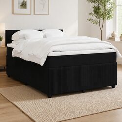Grey Velvet Box Spring Bed with Pocket Spring Mattress