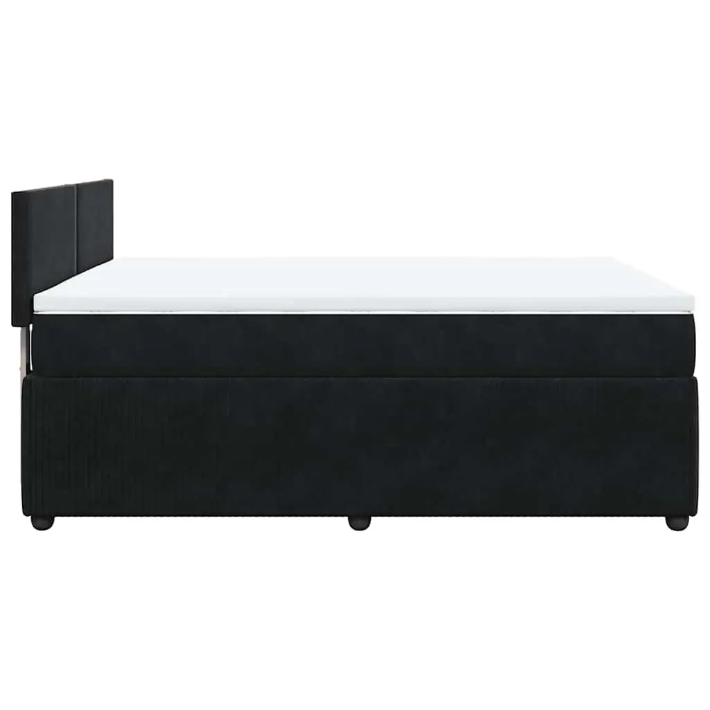 Box Spring Bed Grey Velvet Pocket Spring Mattress LED Lights