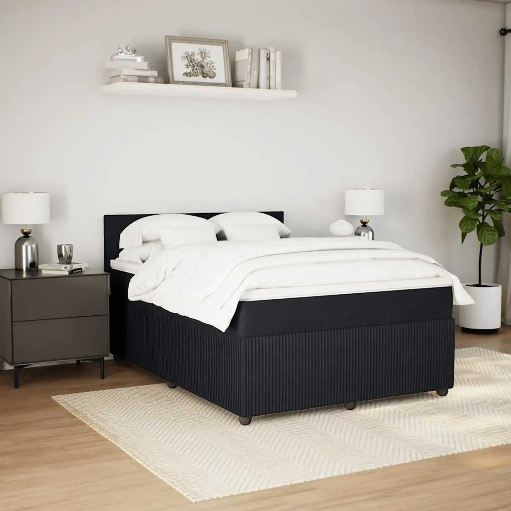 Box Spring Bed Grey Velvet Pocket Spring Mattress LED Lights