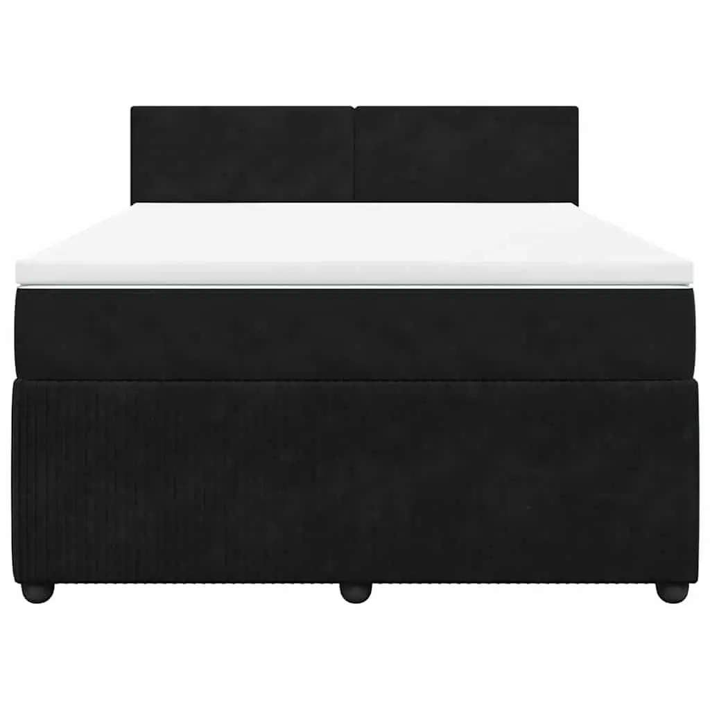 Box Spring Bed Grey Velvet Pocket Spring Mattress LED Lights
