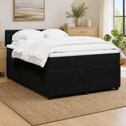 Velvet Grey Box Spring Bed with LED Pocket Mattress