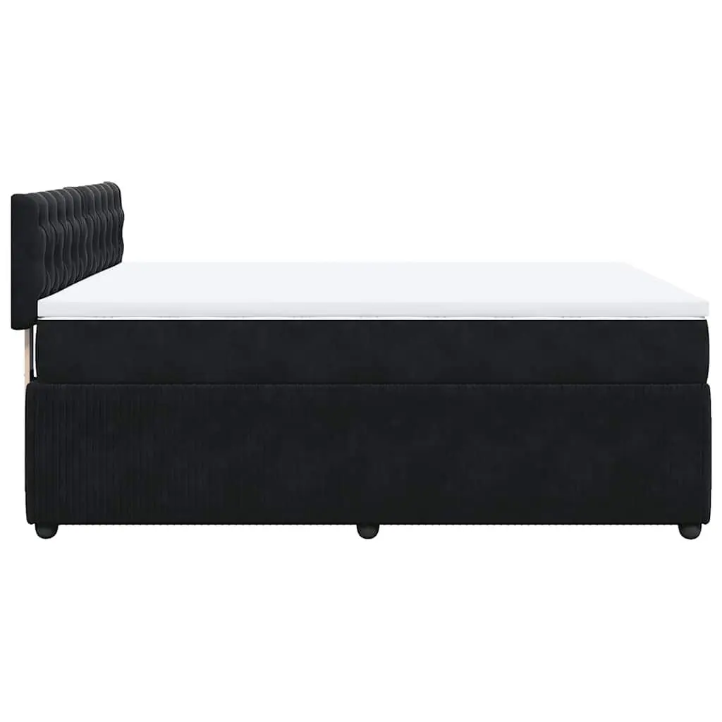 Box Spring Bed Velvet Grey with Pocket Mattress LED Lights