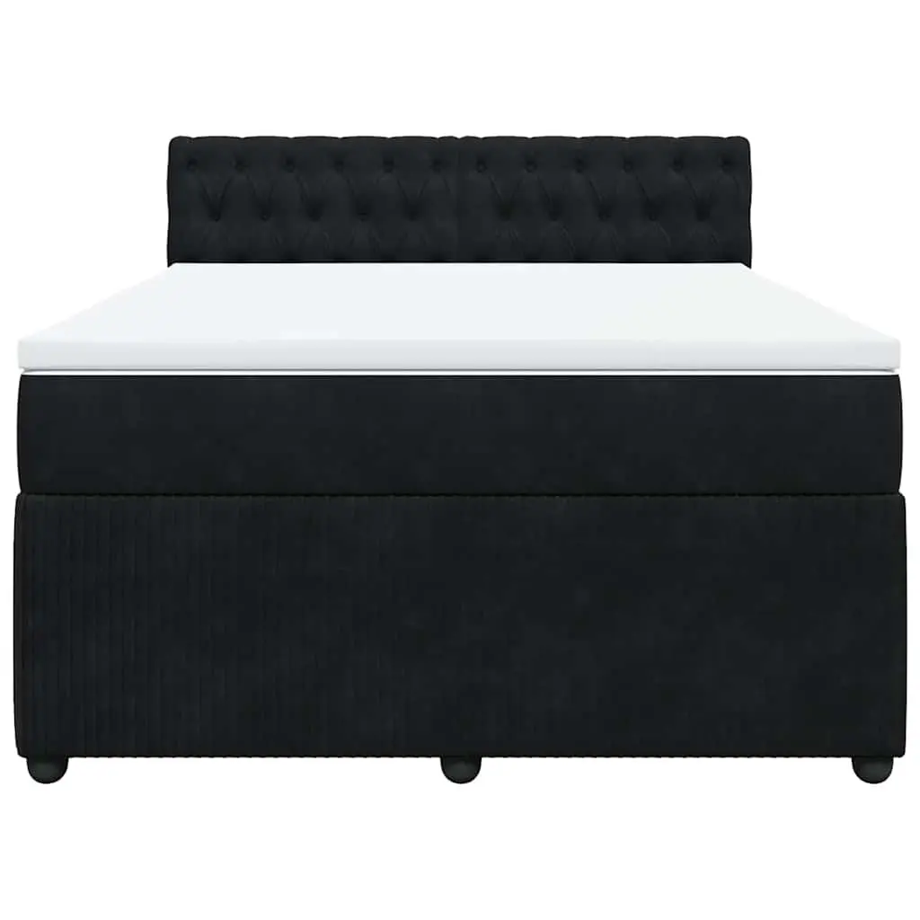 Box Spring Bed Velvet Grey with Pocket Mattress LED Lights