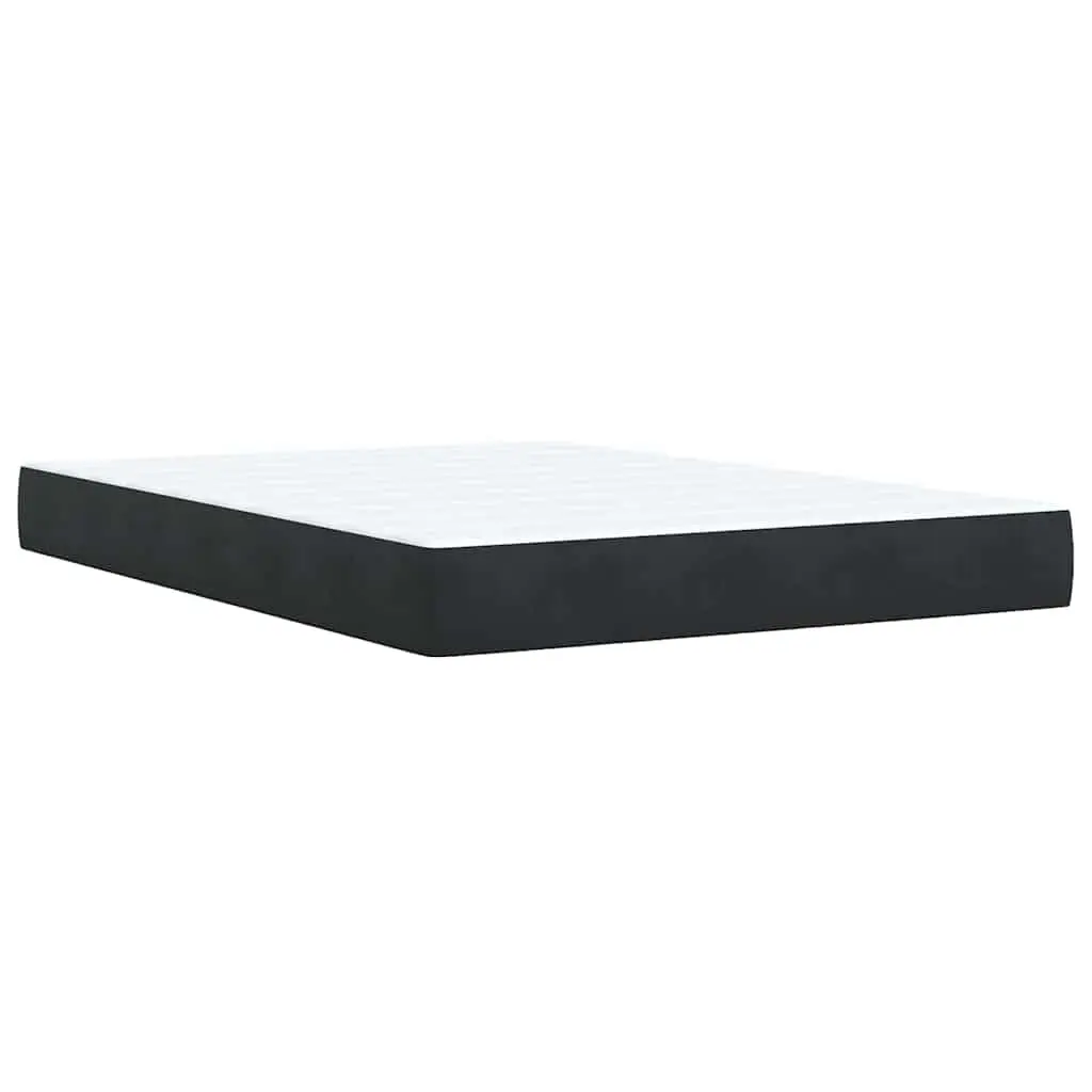 Box Spring Bed Velvet Grey with Pocket Mattress LED Lights