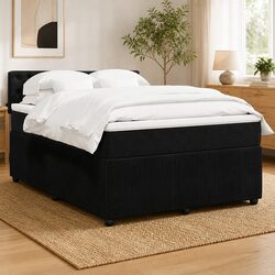 Grey Velvet Box Spring Bed with Pocket Spring Mattress
