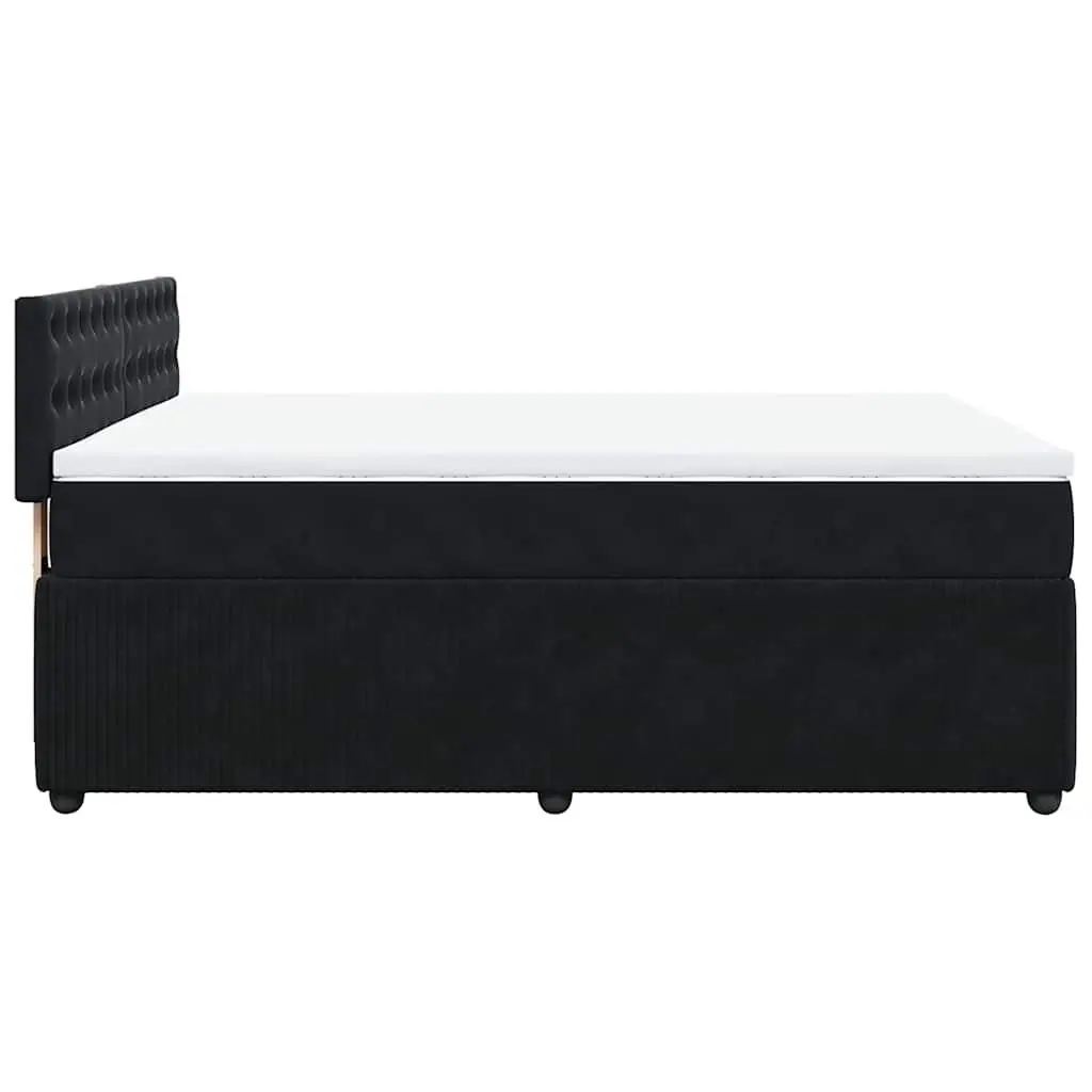 Box Spring Bed Velvet Grey Double Pocket Spring Mattress with LED Lights