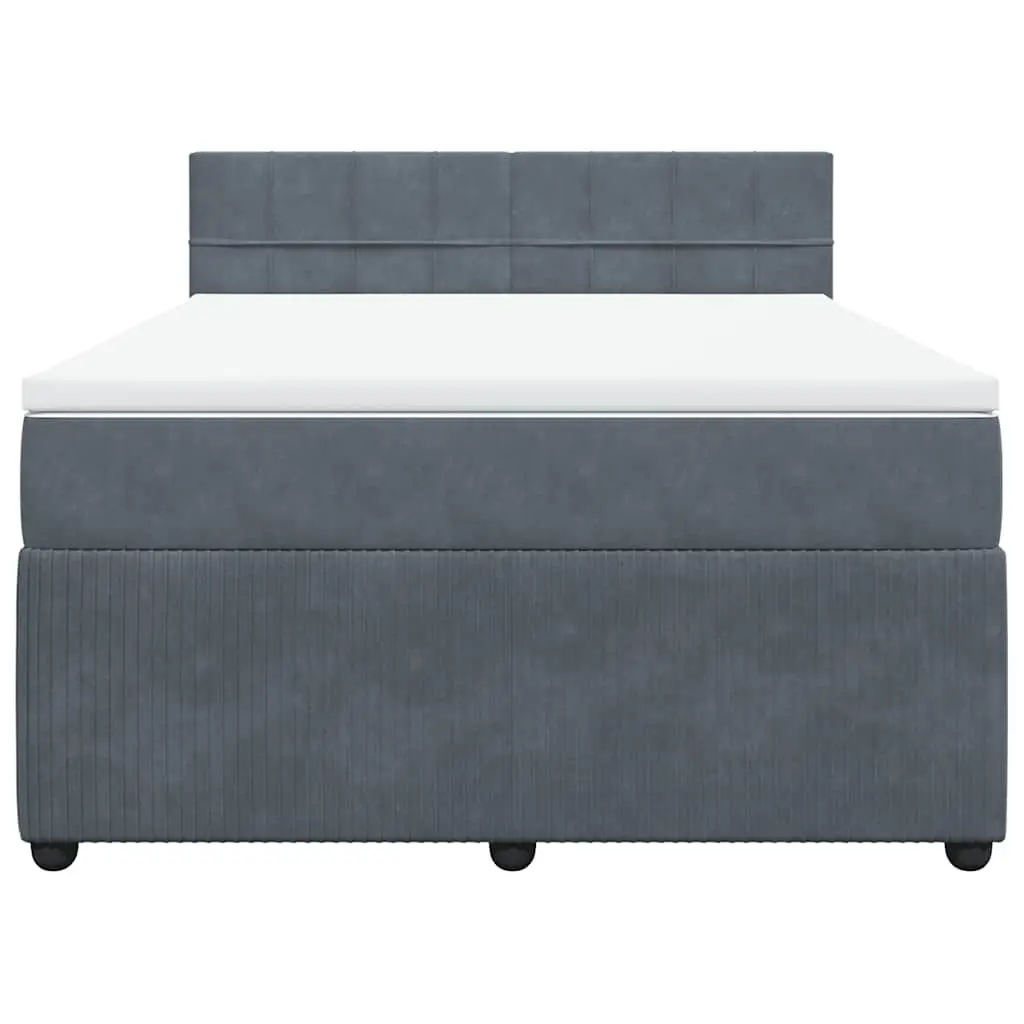 Queen Box Spring Bed with Pocket Spring Mattress Velvet Grey