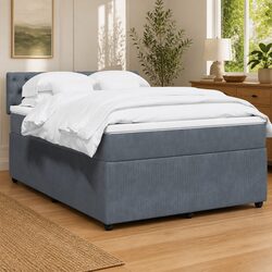 Queen Box Spring Bed with Velvet Pocket Spring Mattress