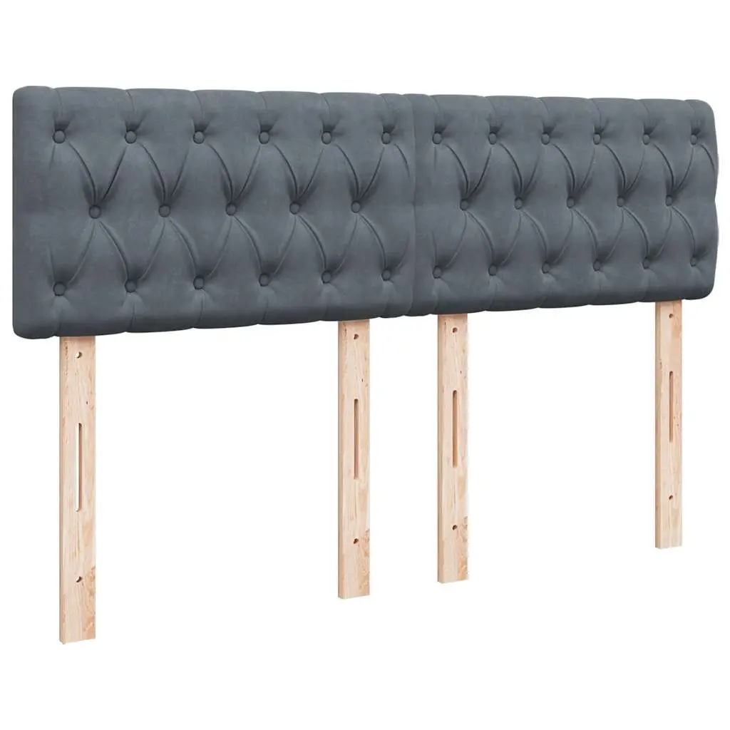 Queen Box Spring Bed Grey Velvet with Pocket Spring Mattress and LED Lights