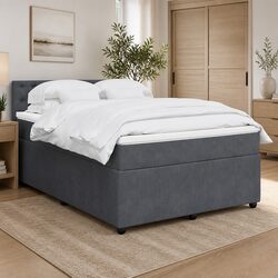 Queen Box Spring Bed with Pocket Spring Mattress in Grey