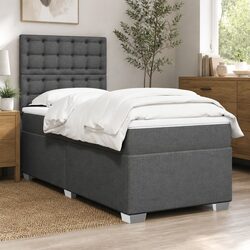 King Single Box Spring Bed with Pocket Mattress and Adjustable Headboard