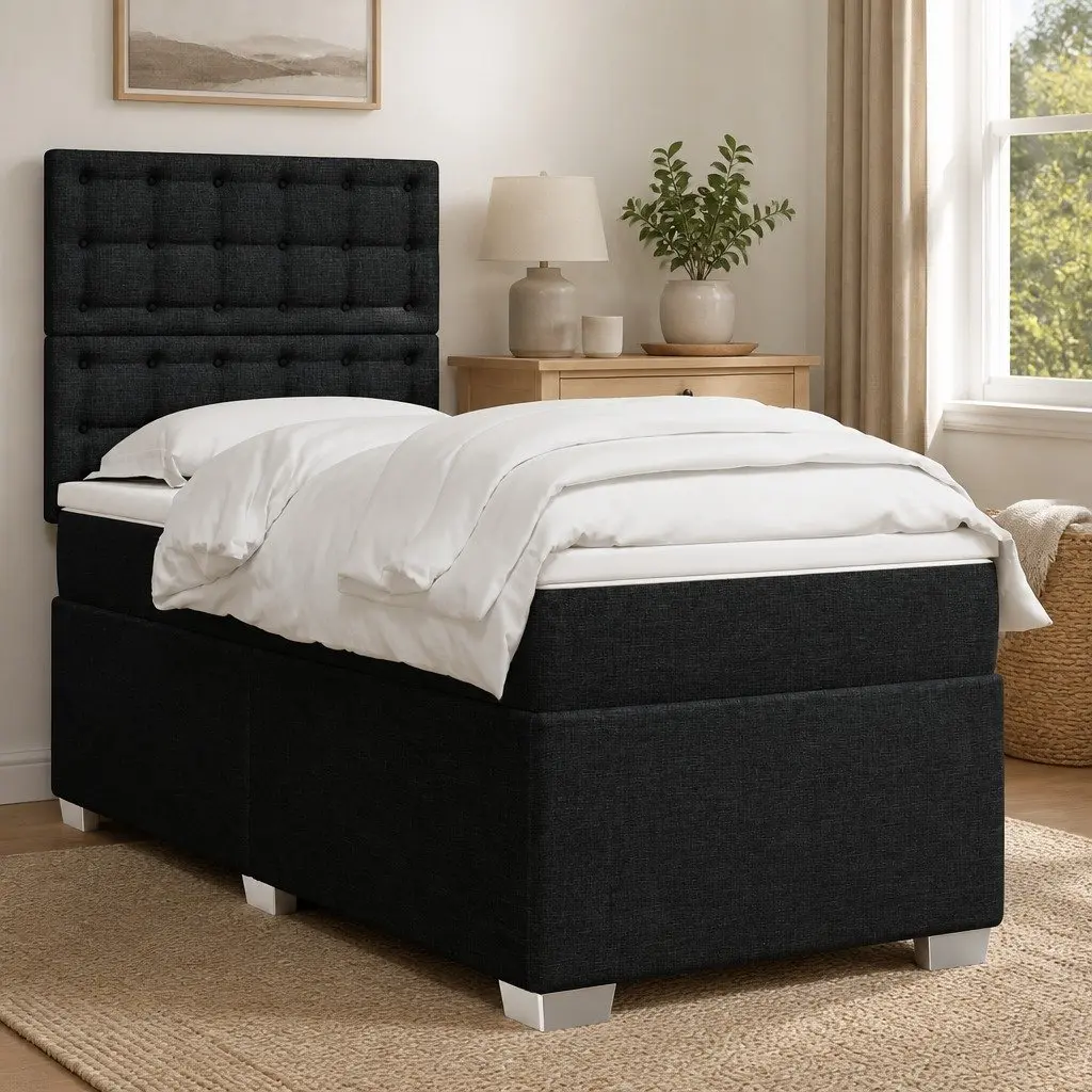 Box Spring Bed King Single Height-Adjustable Headboard Pocket Spring Mattress Polyester Fabric
