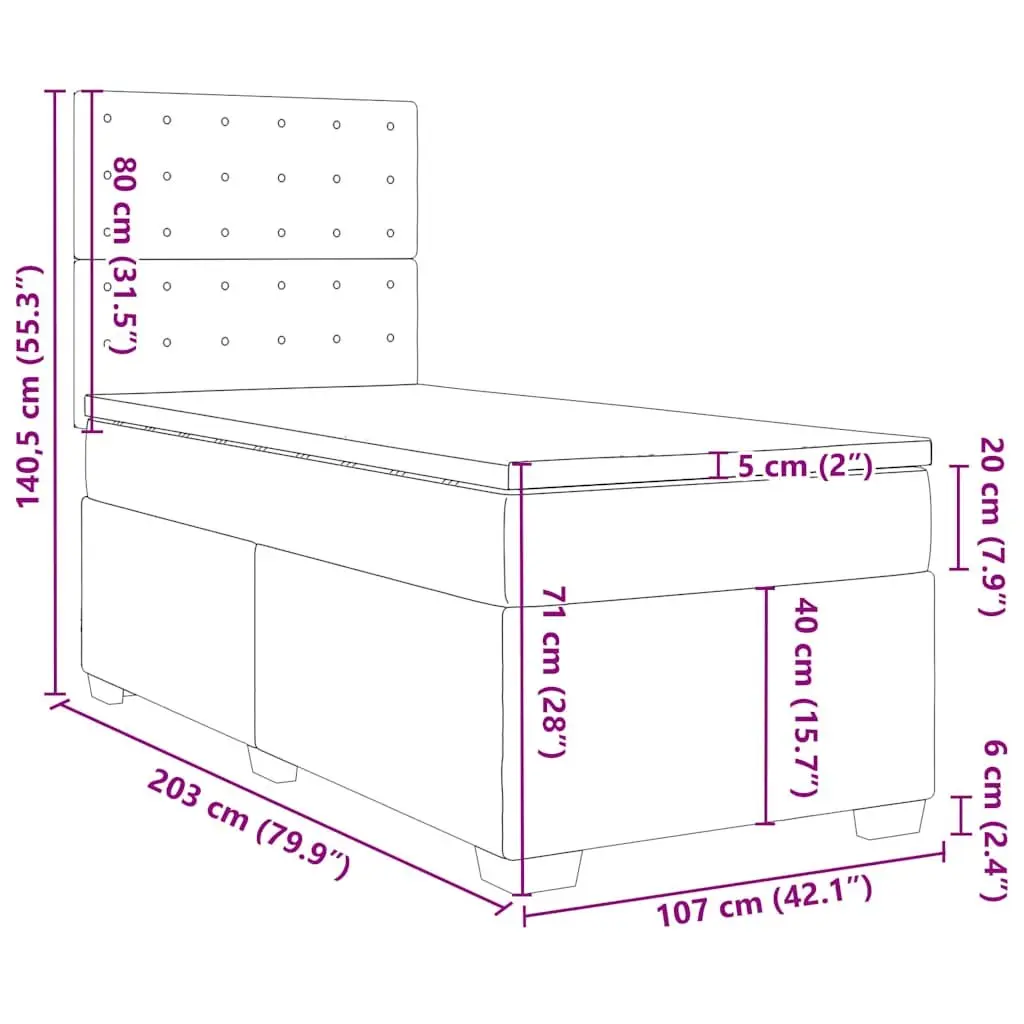 Box Spring Bed King Single Height-Adjustable Headboard Pocket Spring Mattress Polyester Fabric