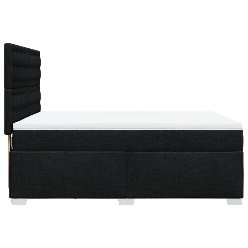 Double Box Spring Bed Black Fabric Adjustable Height Double Pocket Spring Mattress