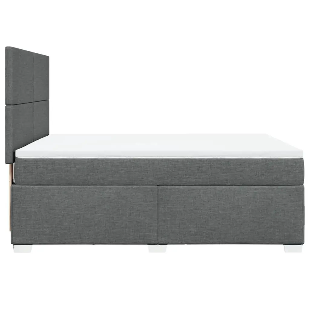Queen Box Spring Bed Dark Grey Height-Adjustable Headboard Pocket Spring Mattress