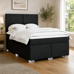 Queen Box Spring Bed with Pocket Spring Mattress and Adjustable Headboard