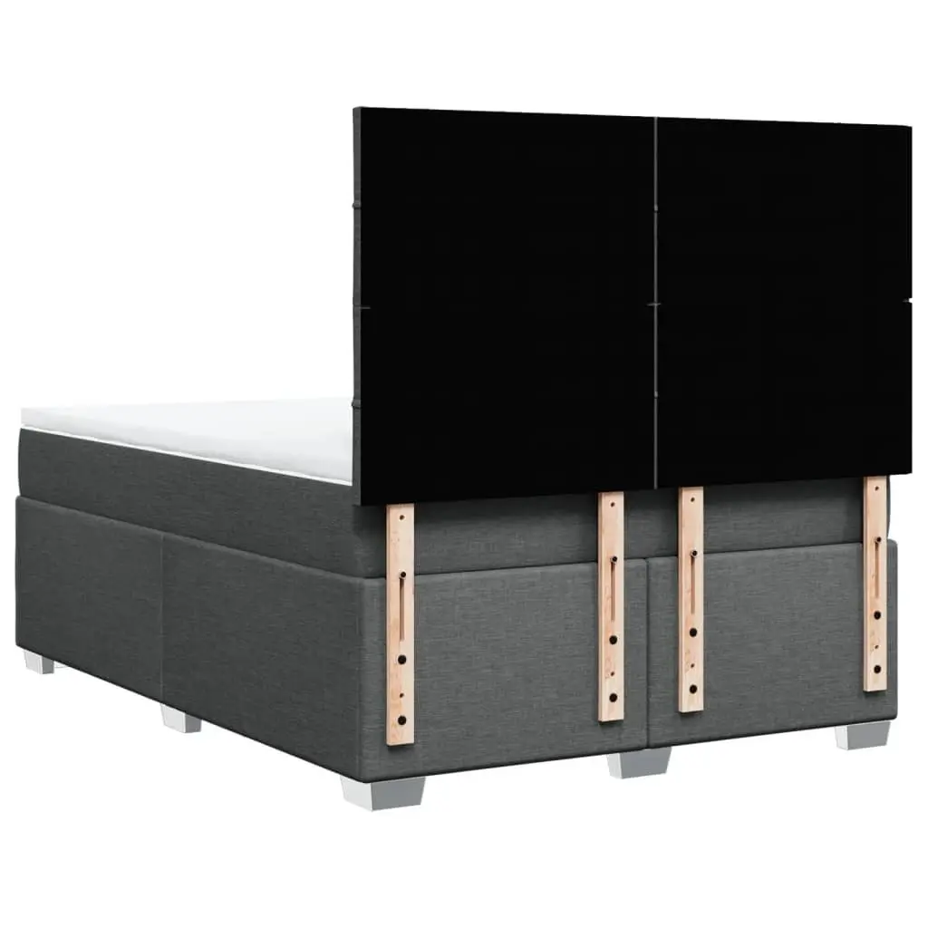Queen Box Spring Bed Grey Pocket Spring Mattress Height-Adjustable Headboard Polyester Fabric