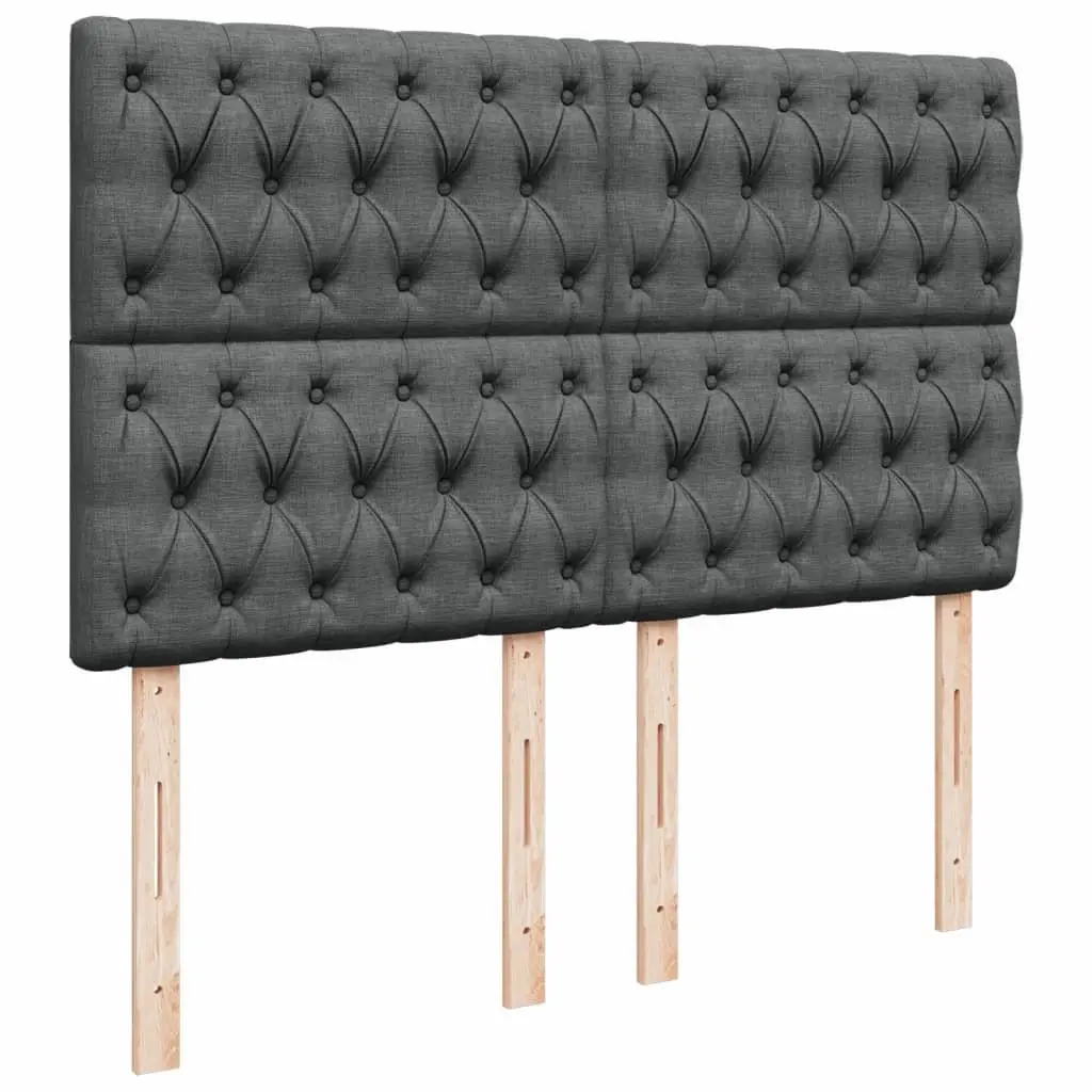 Queen Box Spring Bed with Pocket Spring Mattress Adjustable Headboard Grey Polyester Fabric