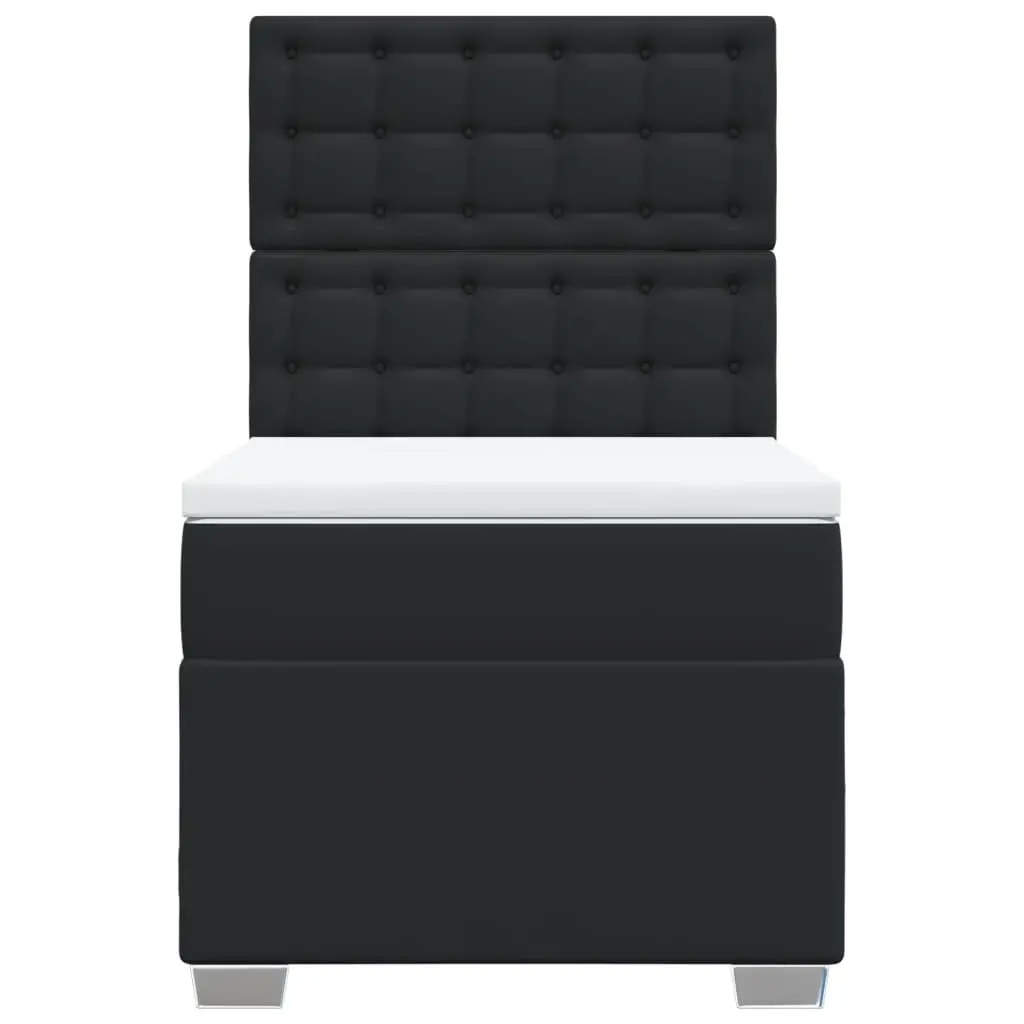 King Single Bed Frame with Mattress Adjustable Headboard Black Faux Leather