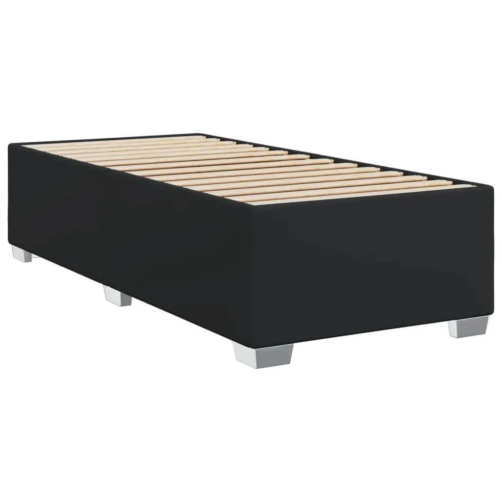 King Single Bed Frame with Mattress Adjustable Headboard Black Faux Leather