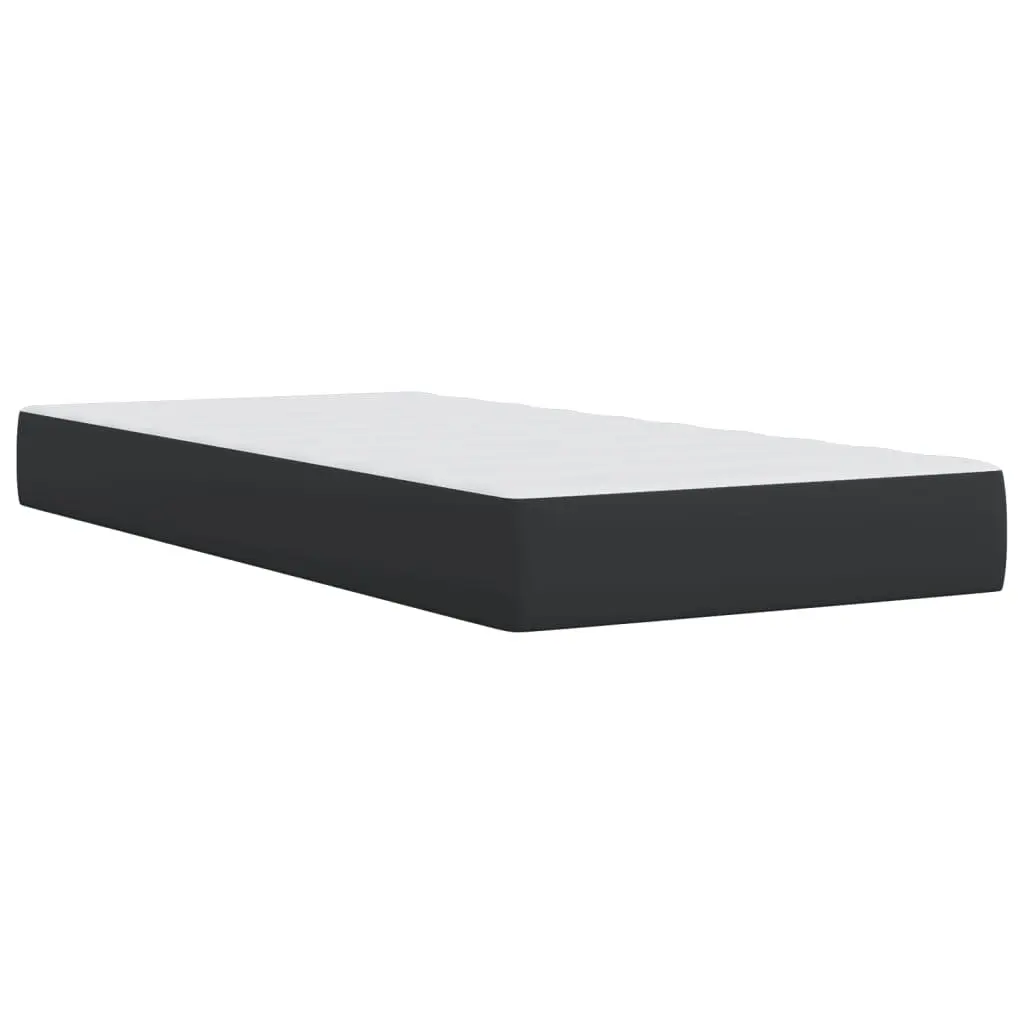 King Single Bed Frame with Mattress Adjustable Headboard Black Faux Leather