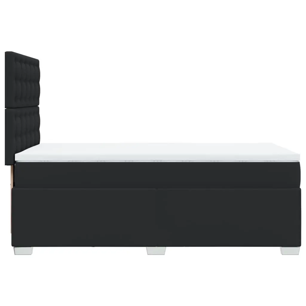 King Single Bed Frame with Mattress Adjustable Headboard Black Faux Leather