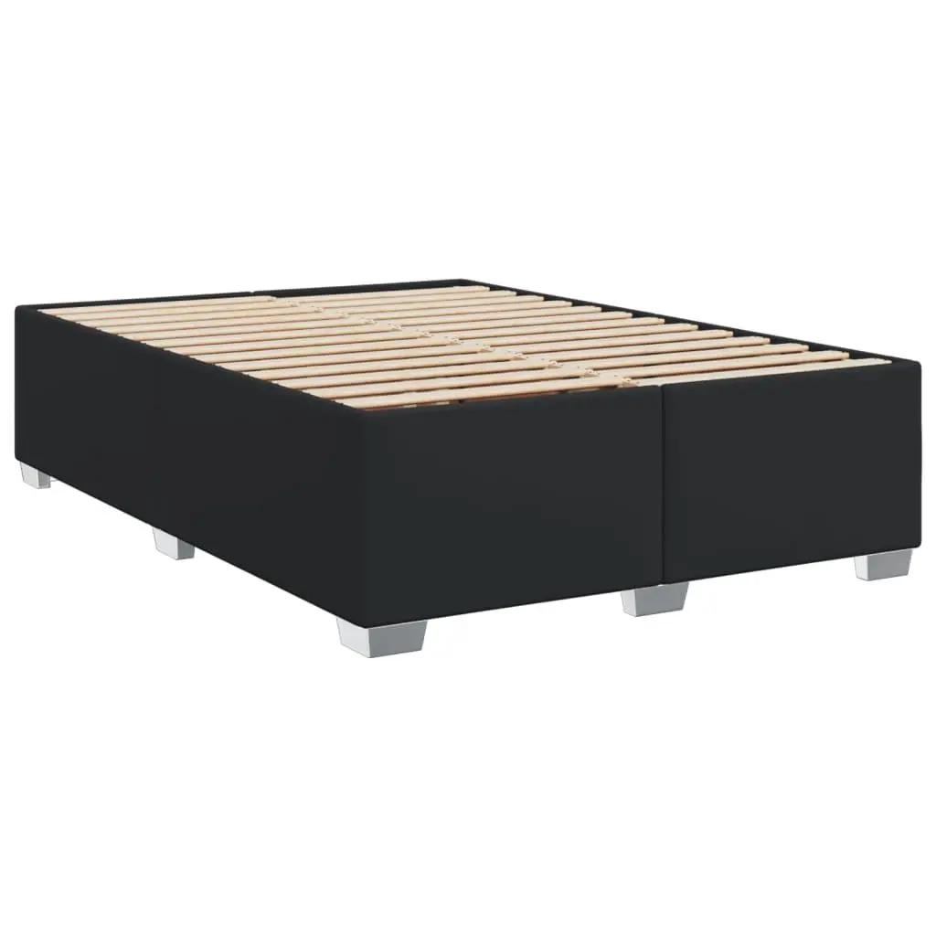 Queen Bed Black Faux Leather Pocket Spring Mattress Height Adjustable Headboard