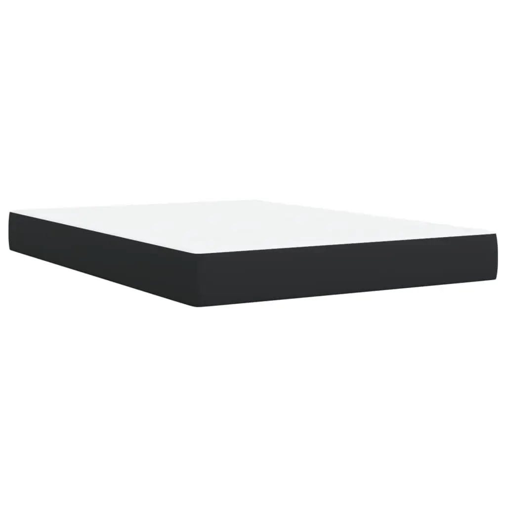 Queen Bed Black Faux Leather Pocket Spring Mattress Height Adjustable Headboard