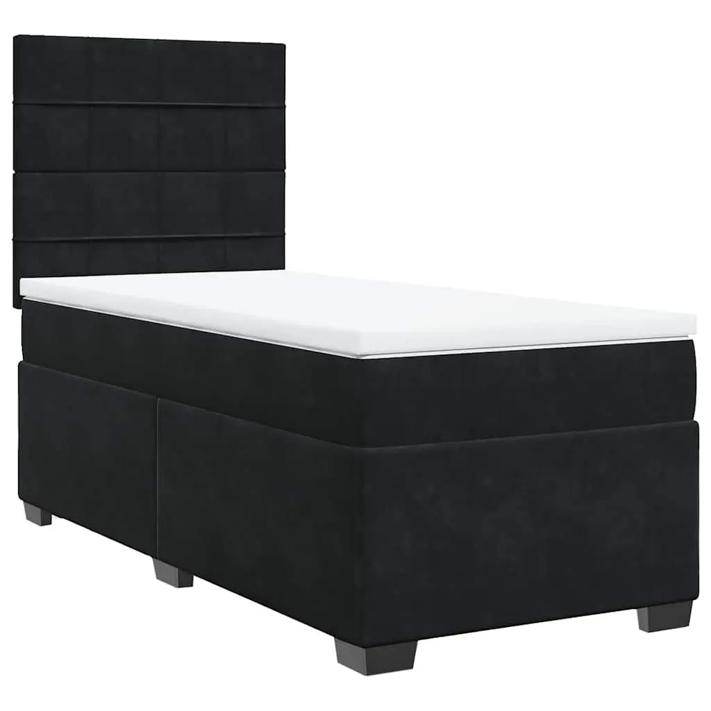 Box Spring Bed King Single Velvet Upholstery Pocket Spring Mattress Height-Adjustable Headboard Slatted Base
