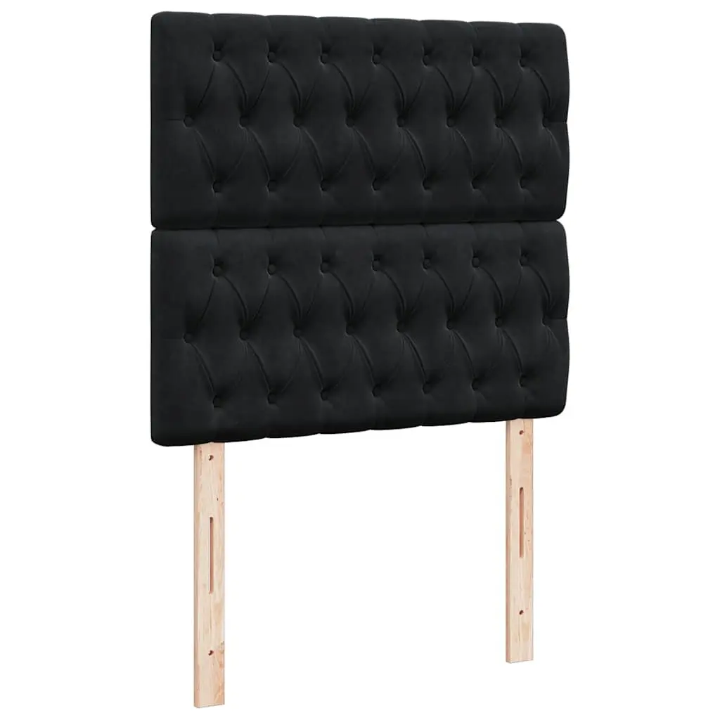 Box Spring Bed Pocket Spring Mattress Black King Single Velvet Headboard