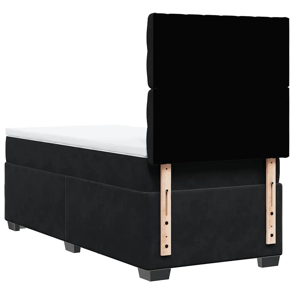 Box Spring Bed Pocket Spring Mattress Black King Single Velvet Headboard