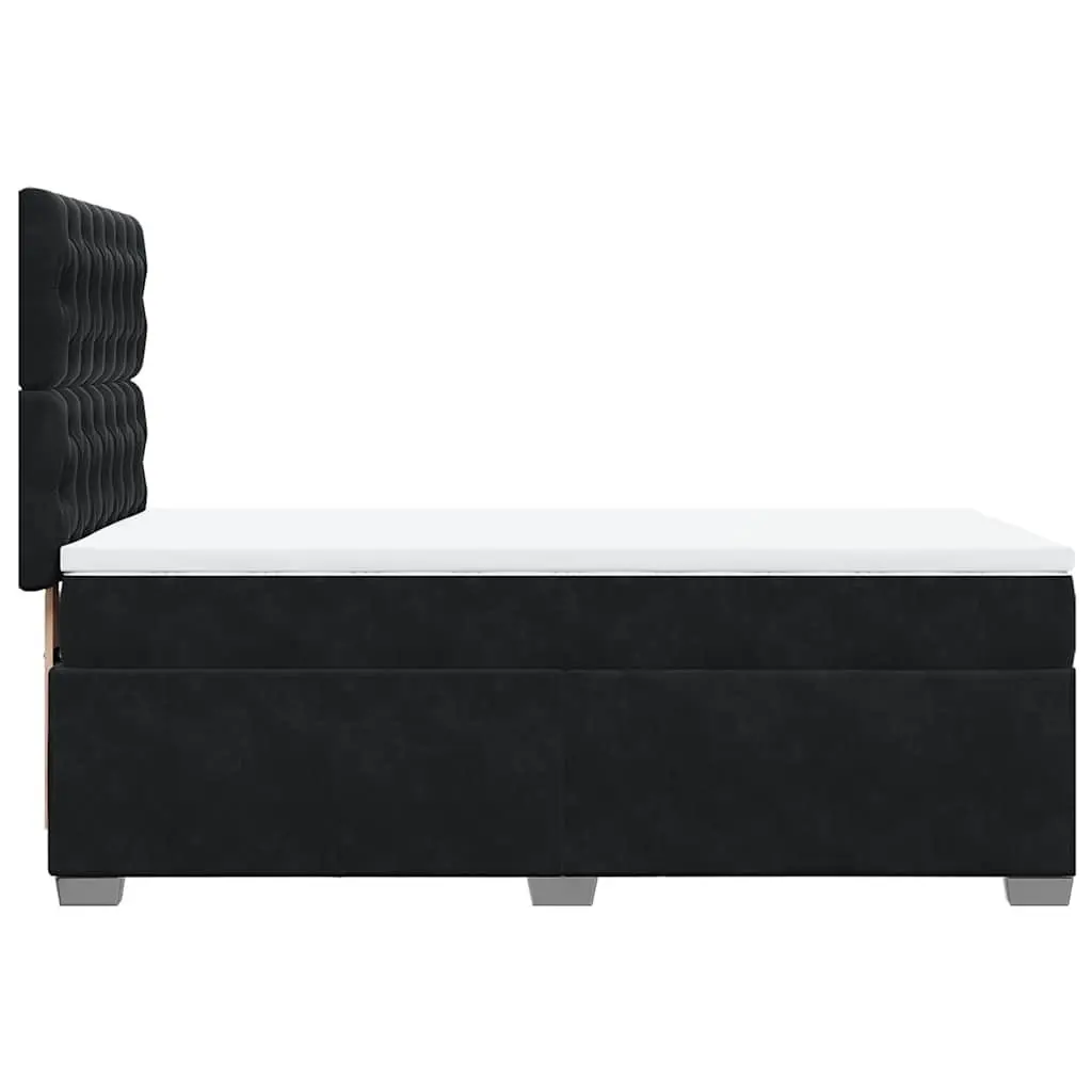 Box Spring Bed Pocket Spring Mattress Black King Single Velvet Headboard