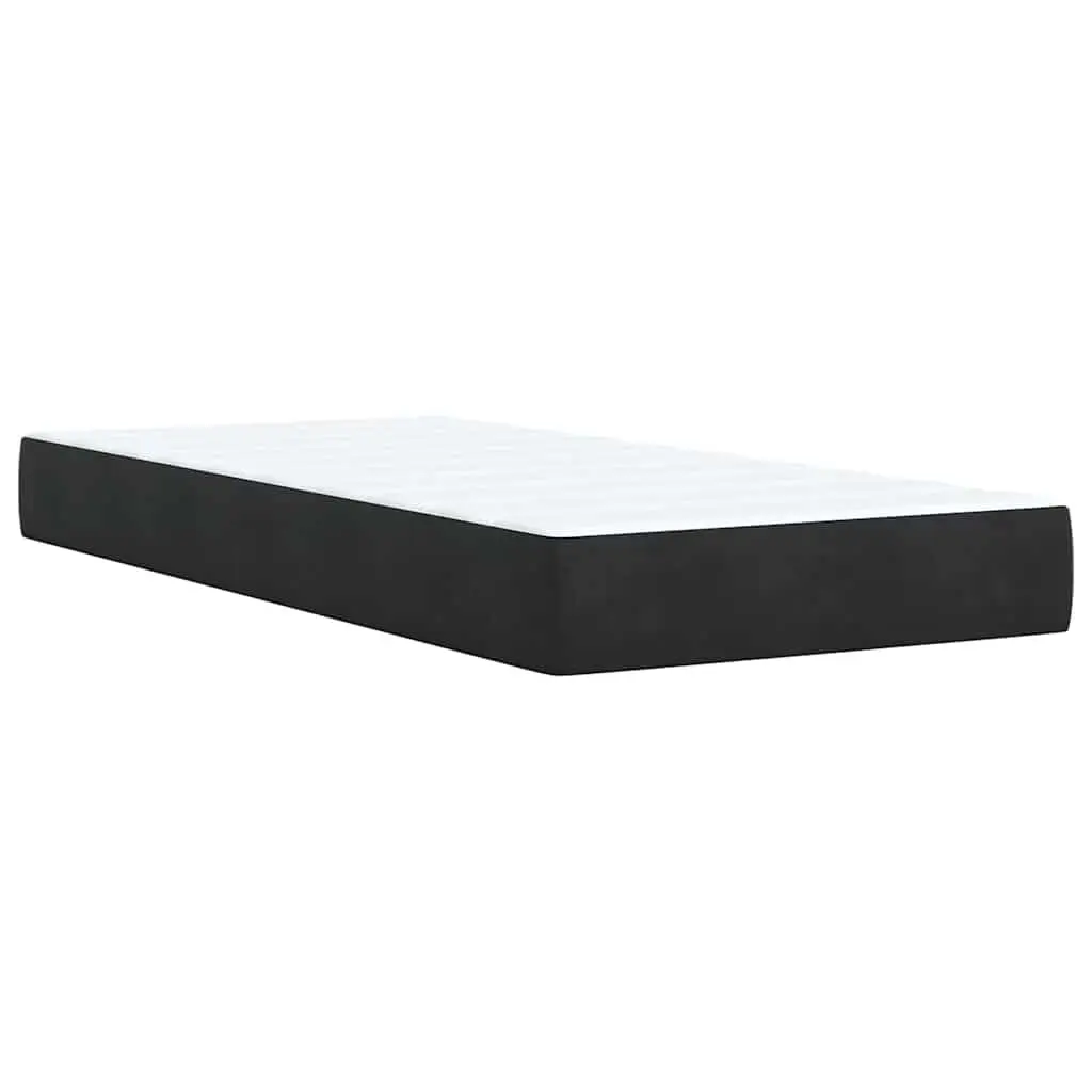 Box Spring Bed Black Velvet King Single with Pocket Spring Mattress Adjustable Headboard