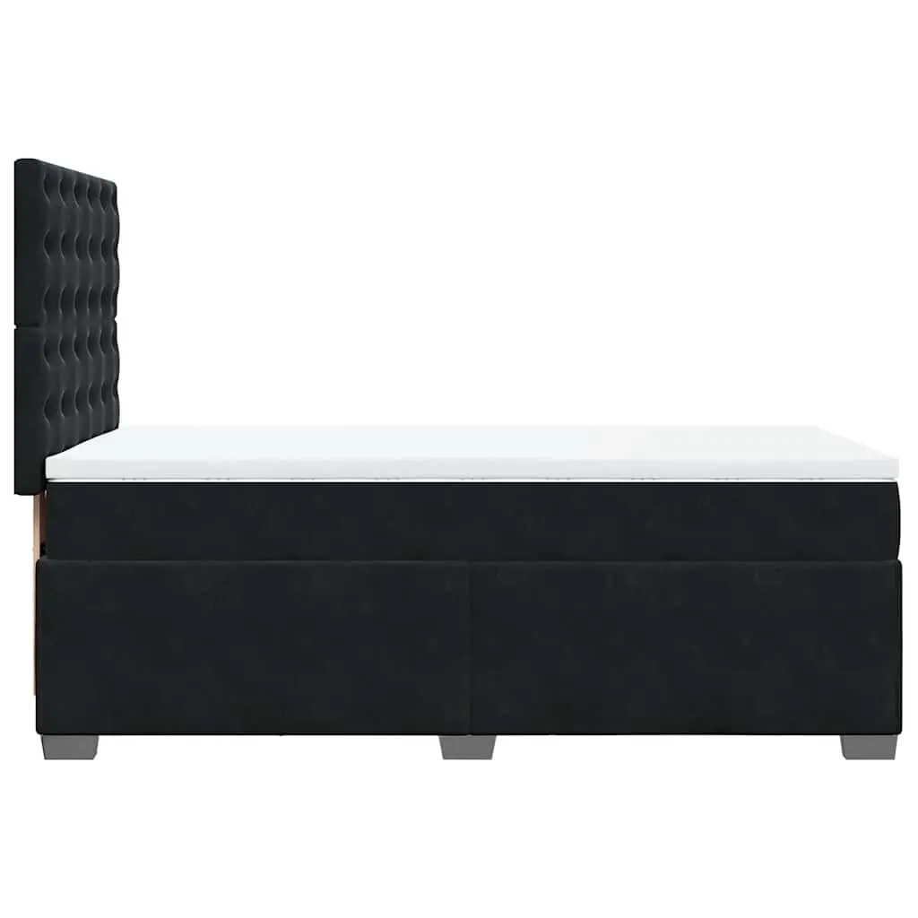 Box Spring Bed Black Velvet King Single with Pocket Spring Mattress Adjustable Headboard