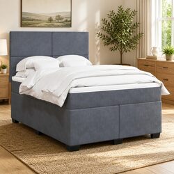 Dark Grey Box Spring Bed with Pocket Spring Mattress