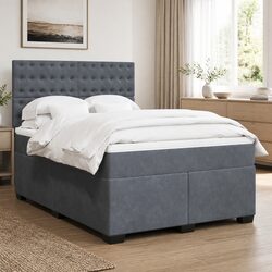 Velvet Upholstered Double Box Spring Bed with Pocket Sprung Mattress