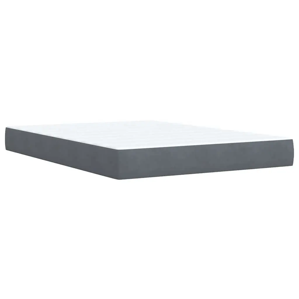 Double Box Spring Bed Grey Velvet Adjustable Pocket Sprung Mattress