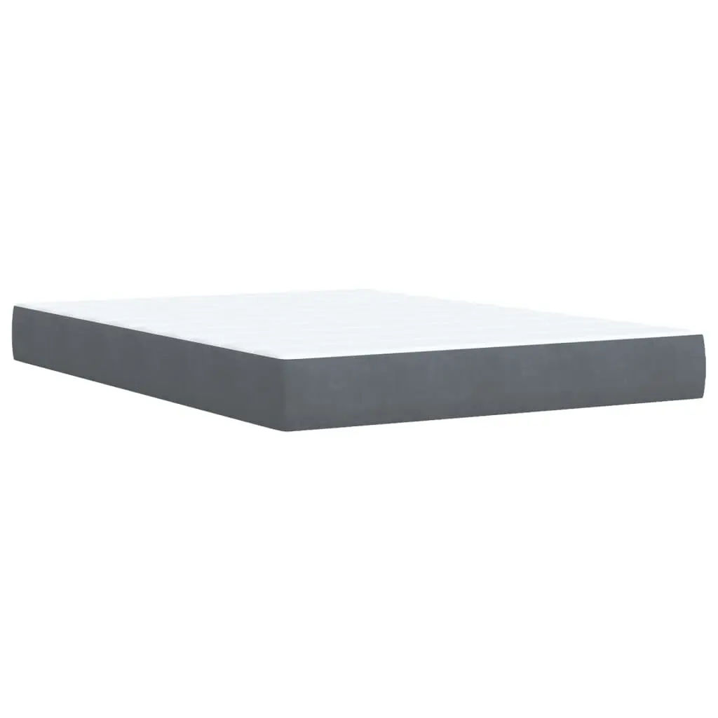 Queen Box Spring Bed Grey Height Adjustable Headboard Pocket Spring Mattress Velvet Fabric