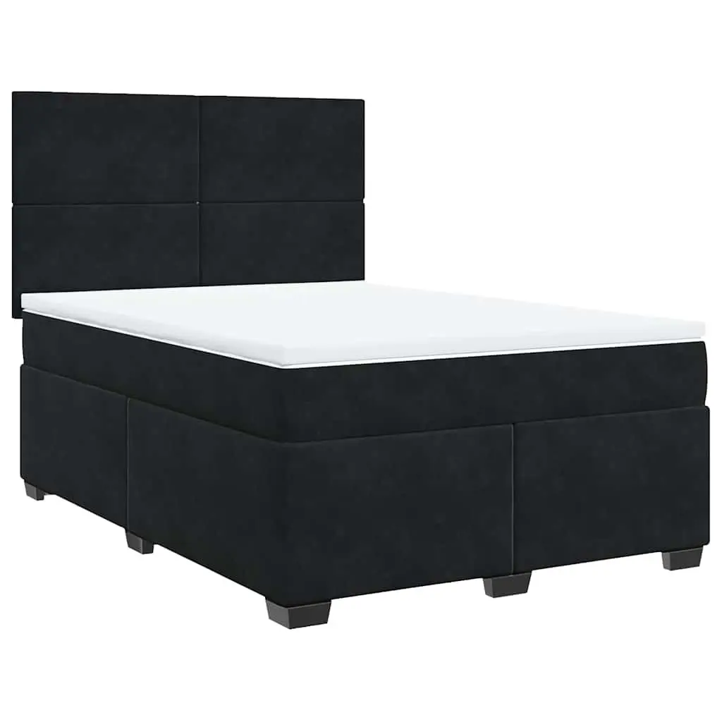 Queen Box Spring Bed Black Velvet Adjustable Headboard Pocket Spring Mattress