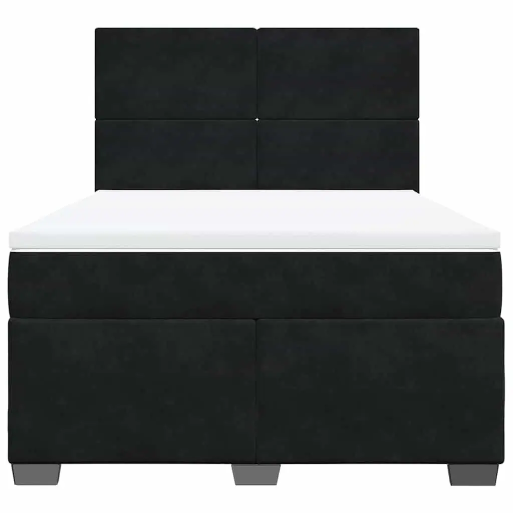 Queen Box Spring Bed Black Velvet Adjustable Headboard Pocket Spring Mattress