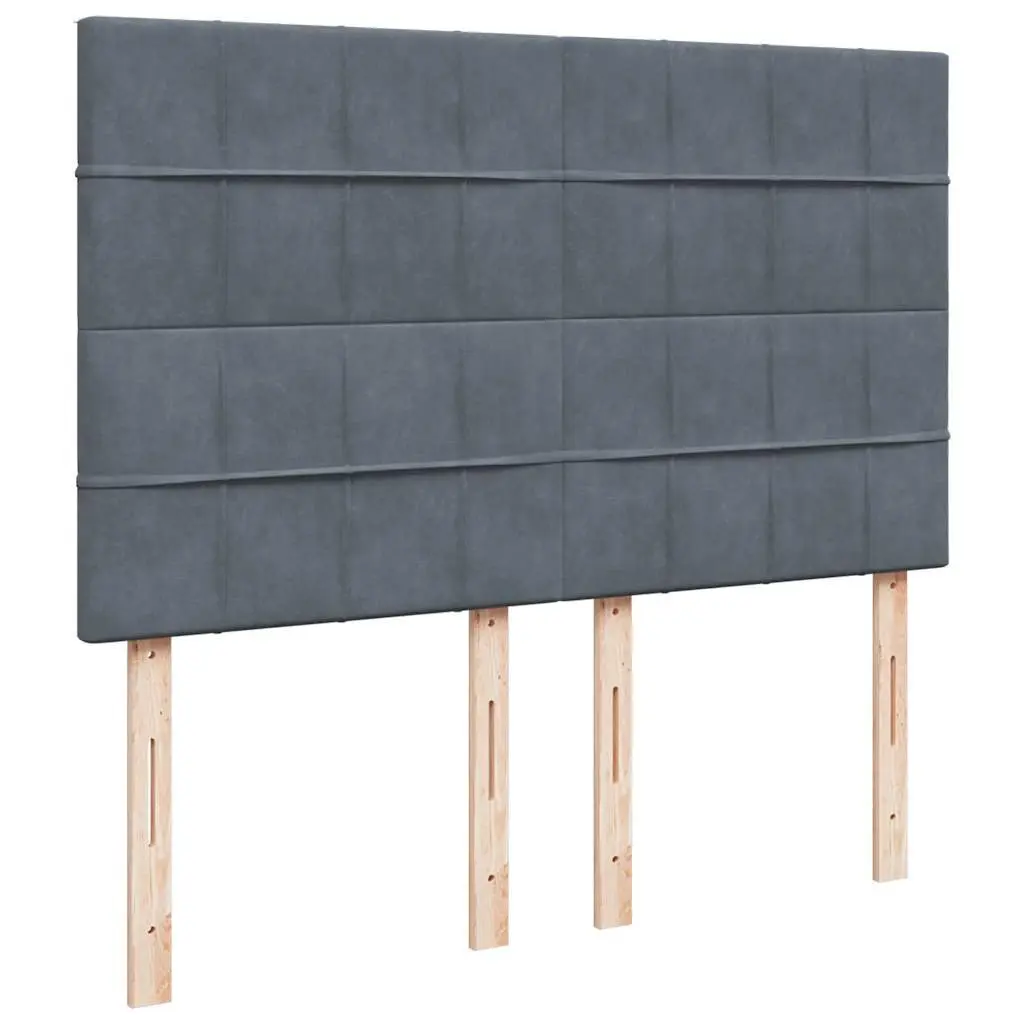Queen Box Spring Bed Grey Velvet Pocket Spring Mattress Height Adjustable Headboard
