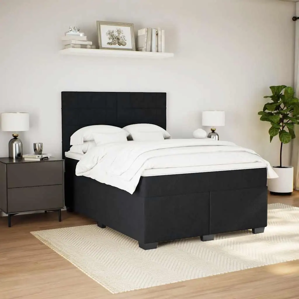Queen Box Spring Bed Black Velvet Adjustable Pocket Sprung Mattress