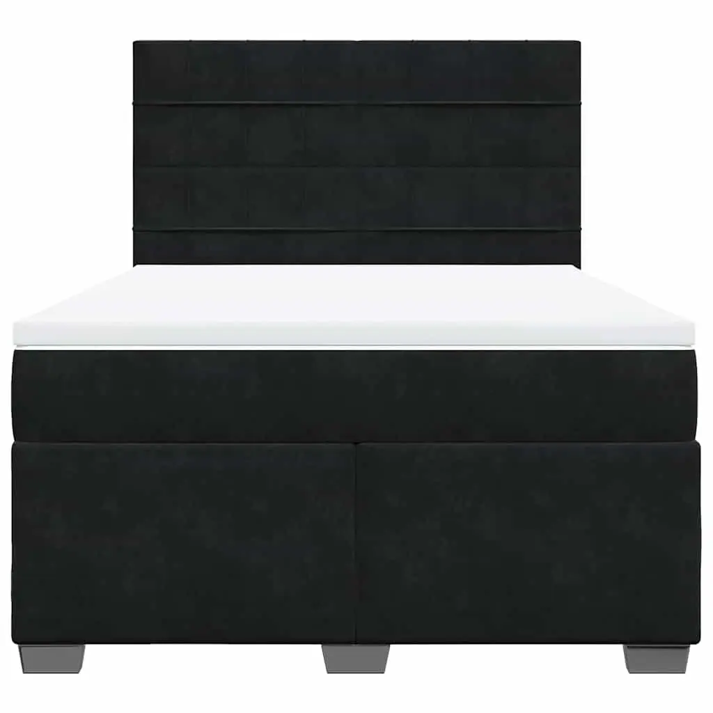 Queen Box Spring Bed Black Velvet Adjustable Pocket Sprung Mattress