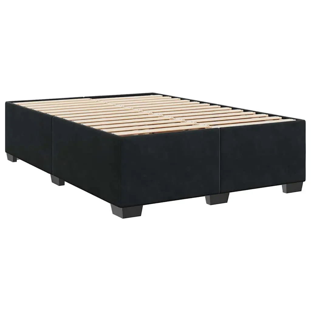 Queen Box Spring Bed Black Velvet Adjustable Pocket Sprung Mattress
