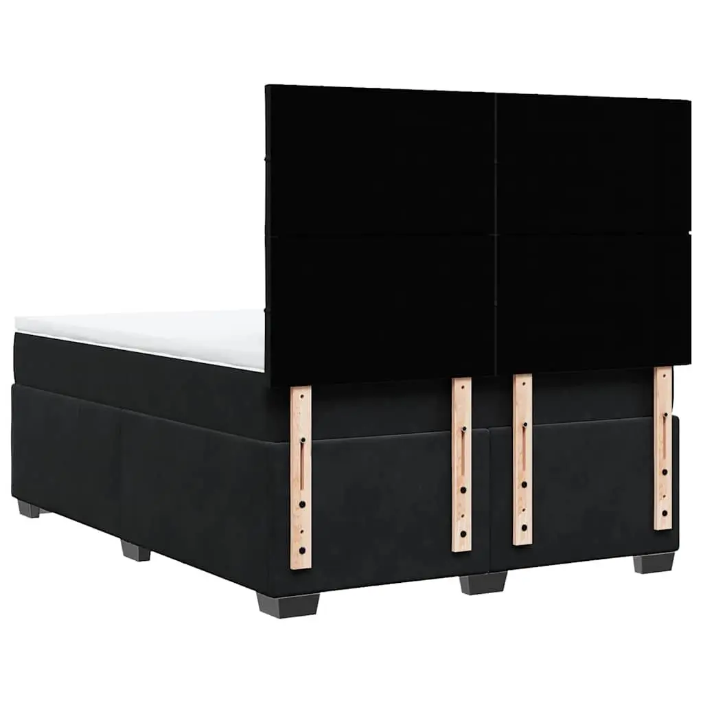 Queen Box Spring Bed Black Velvet Adjustable Pocket Sprung Mattress