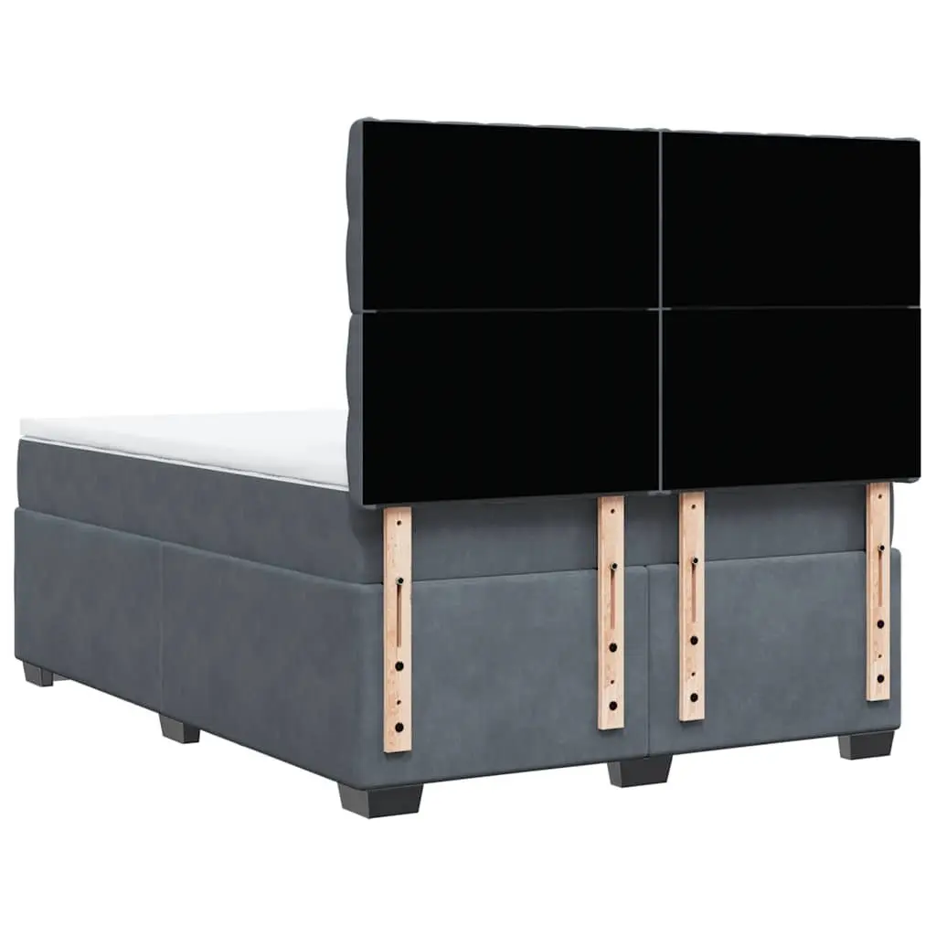 Queen Box Spring Bed Grey Velvet Adjustable Height Pocket Spring Mattress